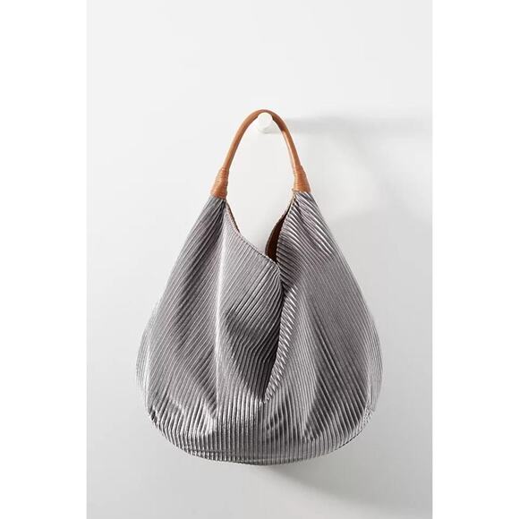 Anthropologie Women's Gray Corded Velvet Slouchy Tote Bag - Picture 1 of 9